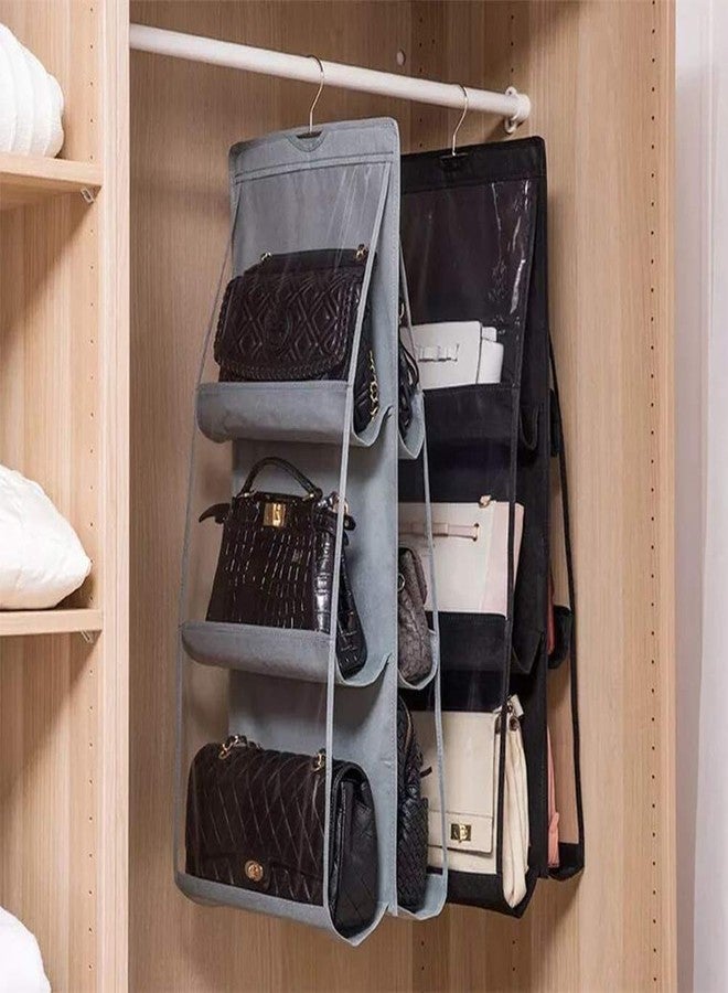 EVERMALL 6 Pocket Foldable Hanging Handbag Organizer Dust-Proof Storage Bag Organizer Closet Tidy Closet Organizer Wardrobe Rack Hanger Holder for Women Large Clear Storage Handbag Purse Pouch_Black - Image 3